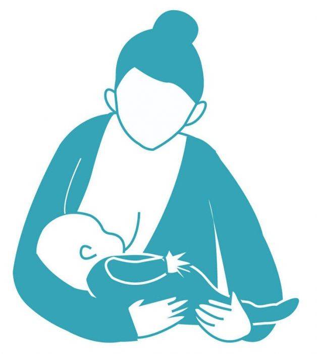 ><br /></strong><sup>Фото с сайта  www.kideat.ru</sup></p>
<p>Поза с ласковым названием «Колыбелька» — самая естественная и комфортная, как для крохи, так и для мамы. Необходимо взять ребенка на руки и расположить его так, как будто он находится в колыбели. Головка крохи должна лежать на сгибе локтя одной руки, а другой надо поддерживать чадо под спинку. Ребенок может лежать на подушке или коленях, его лицо, колени и живот должны смотреть на маму. Так можно кормить и сидя, и даже стоя.</p>
<p><strong>Перекрестная колыбелька</strong></p>
<p style=