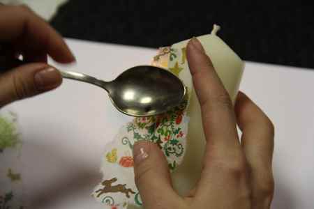 Декупаж новогодней свечи