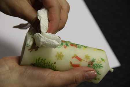 Декупаж новогодней свечи